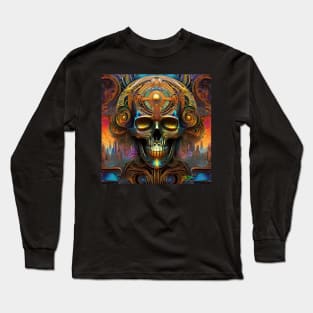 Cosmic Psychedelic Skull - Trippy Patterns 105 Long Sleeve T-Shirt